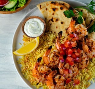 GARLIC SHRIMP SOUVLAKI